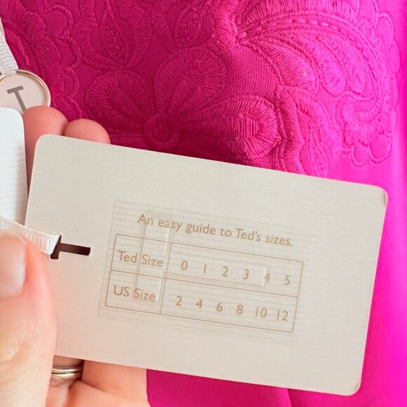 Ted Baker Taliia Halterneck Embroidered Lace Dress NWT Fuchsia Pink Size 12 - Picture 11 of 13